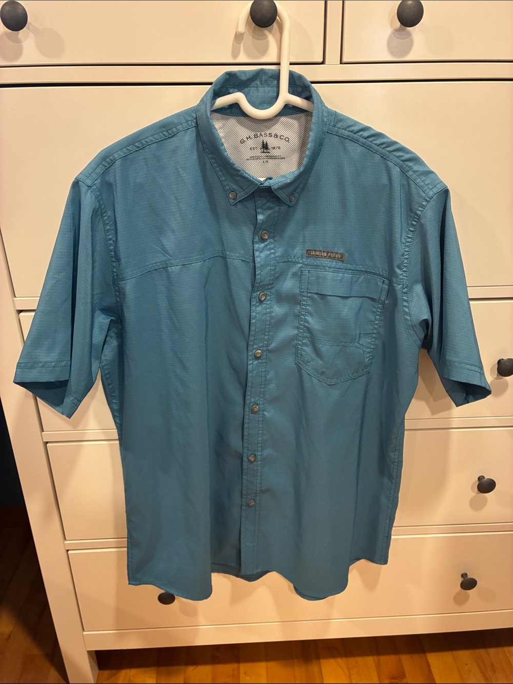 G.H. Bass & Co. Men's Teal Short-Sleeve Button-Down Shirt